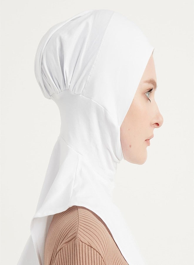 Modefa قبعة نينجا قطنية فاخرة من موديفا للنساء - تغطية كاملة - مقاس واحد يناسب معظم النساء - حجاب نينجا داخلي للنساء المسلمات (أبيض) - Image 2